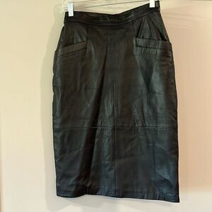 Vintage black leather skirt -‎ Prestige Club, 10, pencil skirt